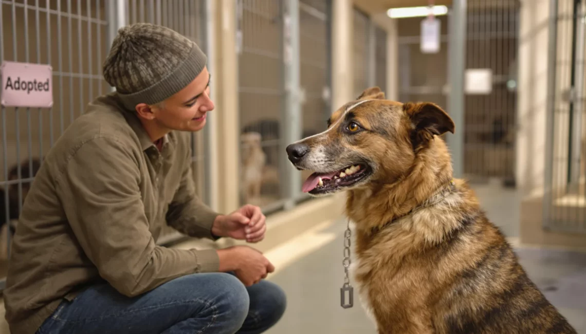 Rencontre avec un chien dans un refuge