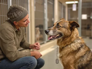 Rencontre avec un chien dans un refuge