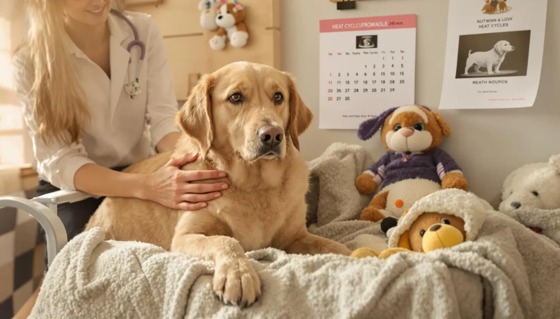 Une chienne dans le cabinet d'une vétérinaire