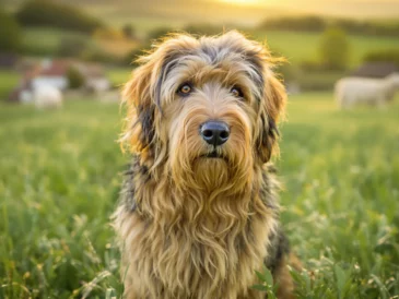 Photo d'un Briard dans un champs