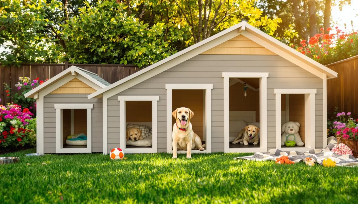 Une niche géante pouvant accueillir plusieurs chiens