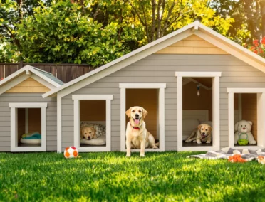 Une niche géante pouvant accueillir plusieurs chiens