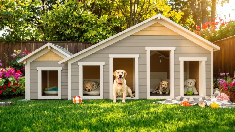 Une niche géante pouvant accueillir plusieurs chiens