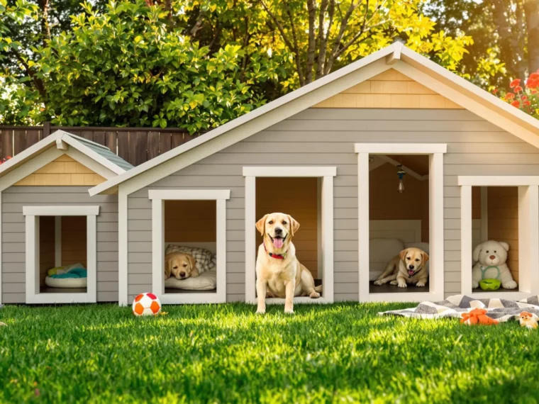 Une niche géante pouvant accueillir plusieurs chiens